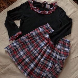 Girls plaid skirt and shirt set